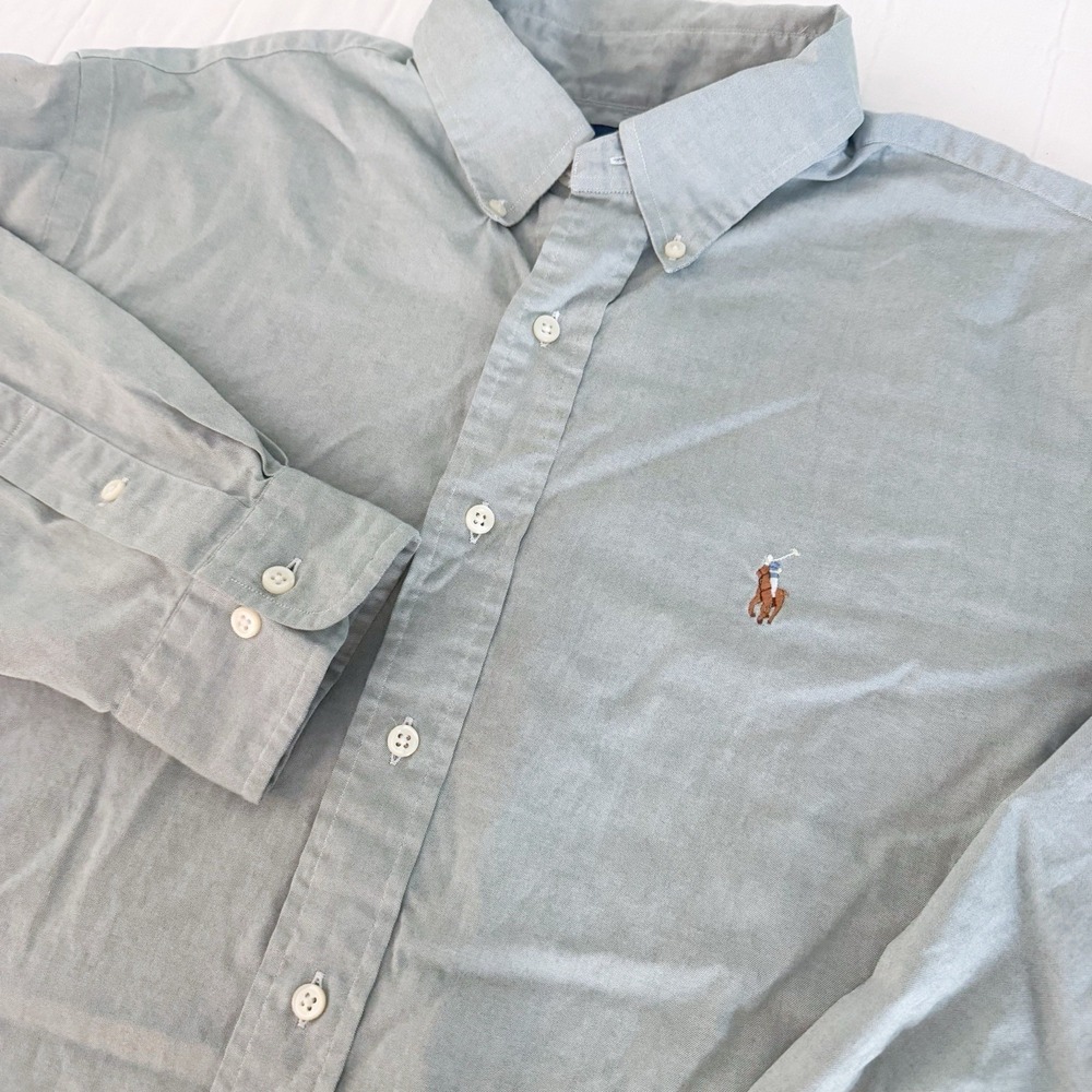 Ralph Lauren Button Down Mens Shirt Size 16 1/2 32/33 Light Green Classic Fit